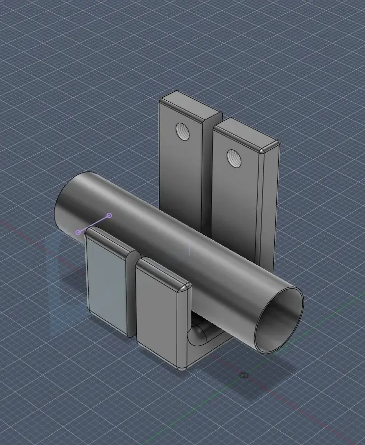 CAD study showing paired mounting plates arranged around a horizontal hollow cylinder